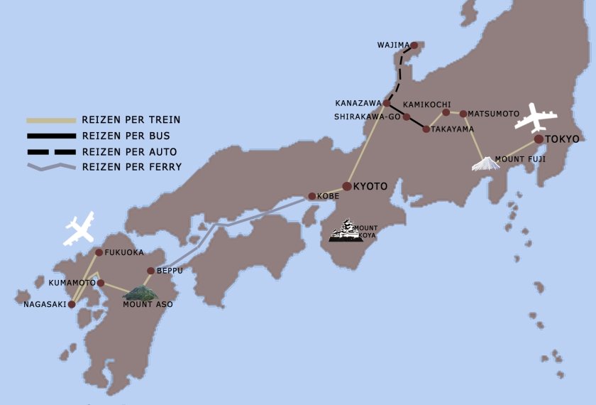 Compleet Japan reis kaart iki Travels