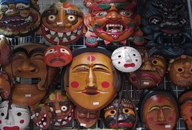 Zuid Korea, Hahoe Village, Maskers