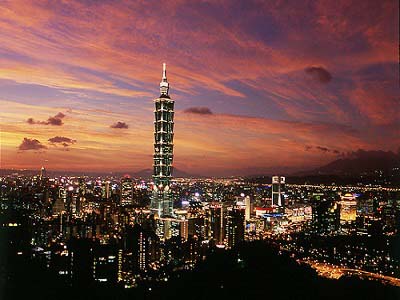 Taipei 101 Avond Skyline