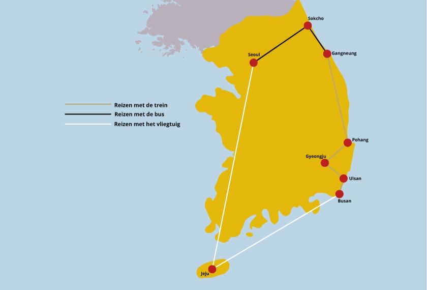 Iki Travels Zuid Korea Kust Reis Kaart